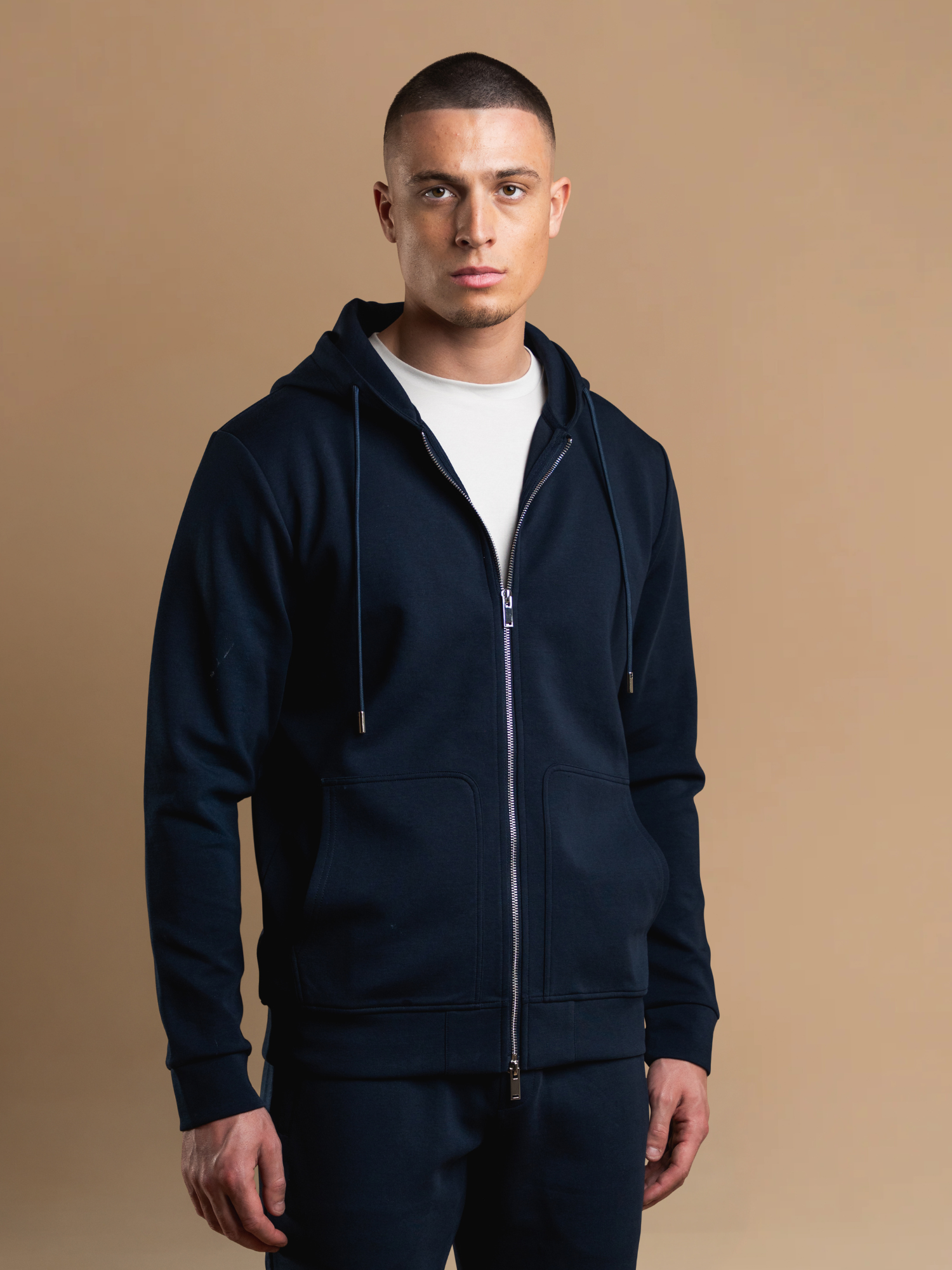 Hoodie zippé Interlock Flow - Marine